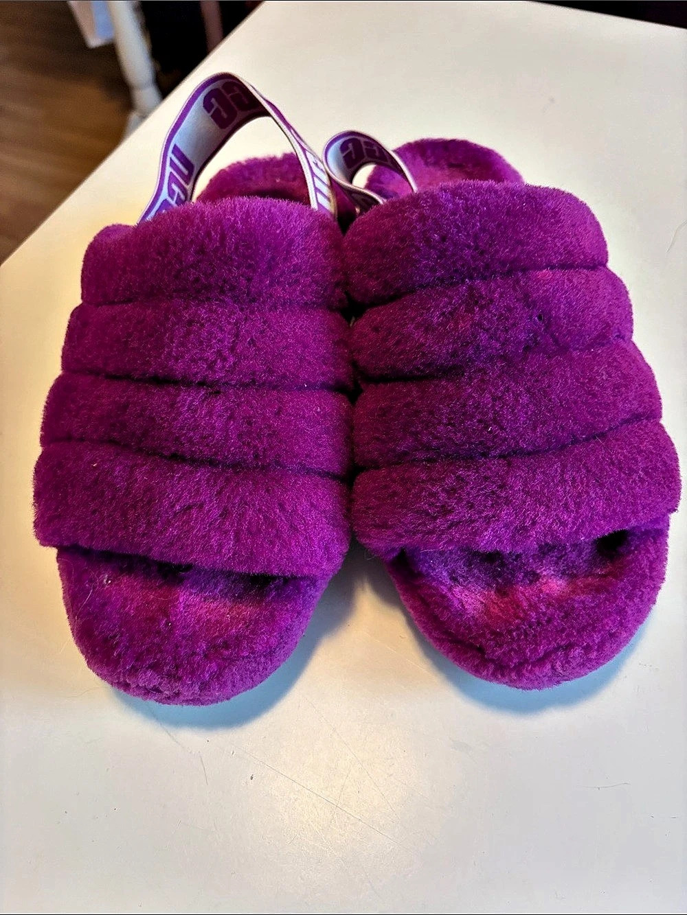 UGG Fluff Yeah Purple Plush Slippers Slides in Size EU 39 or US Women’s size 8